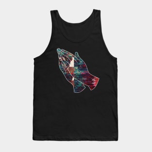 Glitch Art Praying Hands Abstract Tank Top